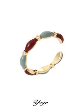 yoyr戒指韩版节节高滴釉戒指