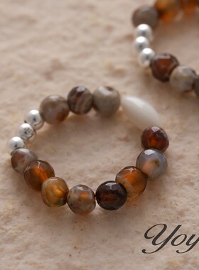 YOYR乌梅戒指小众设计弹力百搭时尚复古手作指环925银