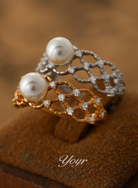 YOYR925银冰花蕾戒指 气质轻奢镶嵌银戒时尚