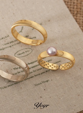 yoyr铜合金戒指立体波纹戒指