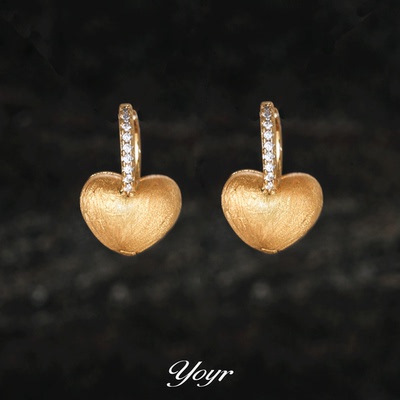 yoyr黄铜耳饰轻奢闪耀爱心耳扣