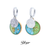 YOYR 彩色百搭小众气质耳钉 时尚 铜合金耳饰 拼接圆舞曲耳环