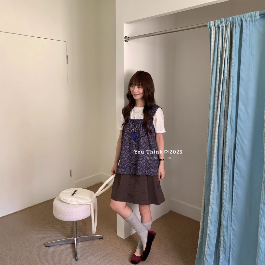 夏季新款时尚小众复古碎花叠穿显瘦百搭背心小衫女