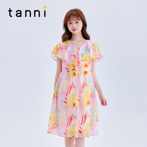 tanni新款X版度假风中长款连衣裙TL11DR201A（不含腰带）