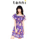 tanni秋气质显瘦新款 司马克一字肩两穿宽松休闲连衣裙TL11DR111C