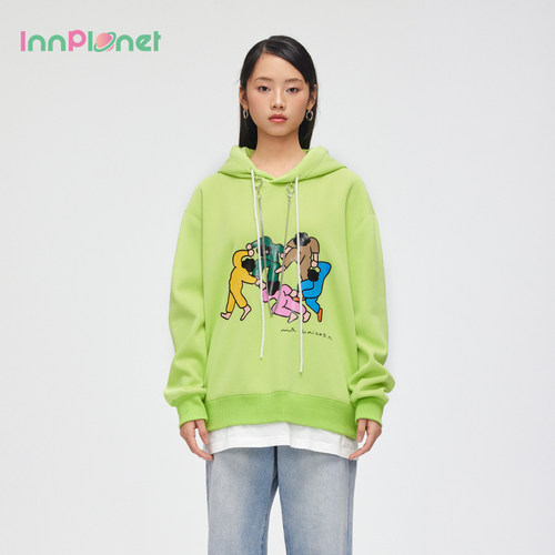 innplanet连帽印花宽松休闲卫衣