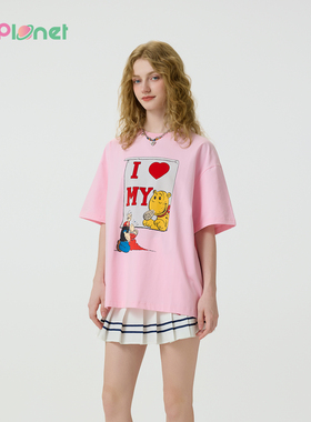 innplanet25秋新款大力水手联名宽松落肩休闲印花T恤PO11TS825A