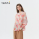 衬衫 tanni25夏新款 梦幻玫瑰印花复古通勤百搭花苞袖 TO11SH013A