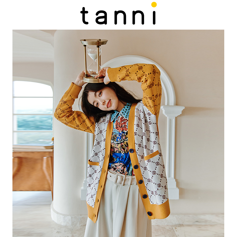 tanni经典logo菱形纹图案针织衫