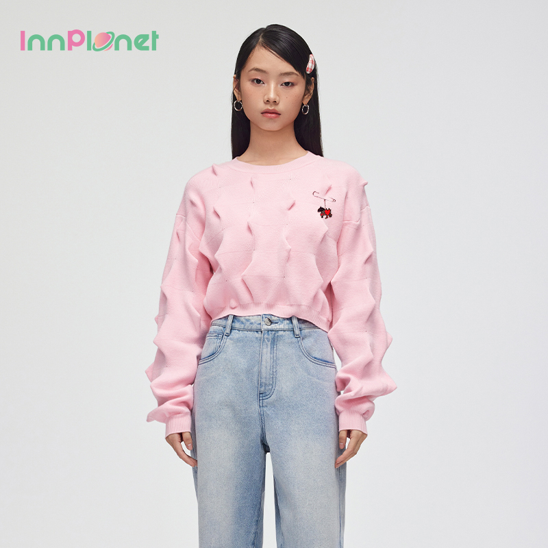 innplanet设计感甜美短款针织衫