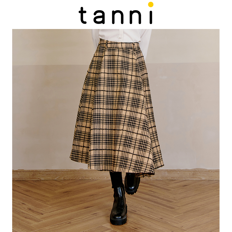 tanni中长A版小香风半身裙