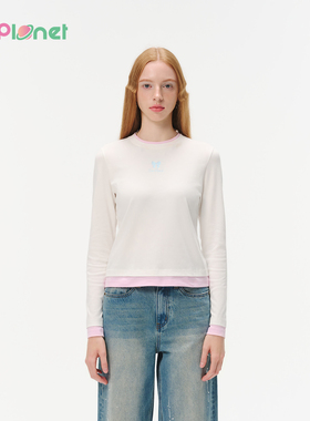 innplanet25秋新款百搭休闲少女闪粉蝴蝶结打底衫上衣PO31BL011A