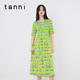 田园淑女甜美度假显瘦印花长款 tanni2025秋季 款 连衣裙TM11DR100A