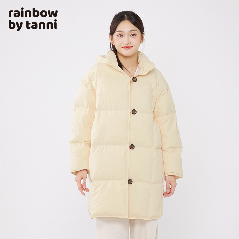 rainbow韩版百搭中长款羽绒服