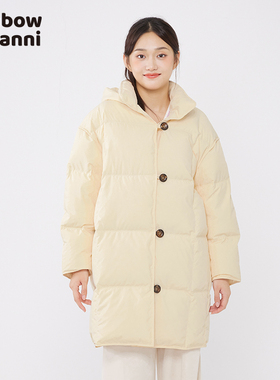 rainbow新款韩版中长款直筒保暖百搭纯色羽绒服RM31DJ001A