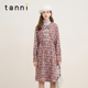 tanni25秋季 连衣裙TM31DR011A 印花长袖 款 复古盘扣设计改良新中式