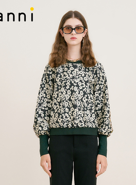 tanni新款通勤小香风时尚多色提花圆领上衣女TM31BL004A