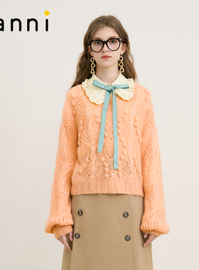 tanni2025秋款温柔气质亲肤舒适显瘦镂空套头针织衫女TM31KN054A