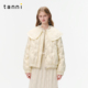 tanni25冬新款 甜美千金风蕾丝领白色宽松短款 羽绒服TO31DJ016A