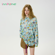 innplanet25夏新款蓝精灵联名宽松休闲百搭印花衬衫PO11SH841A
