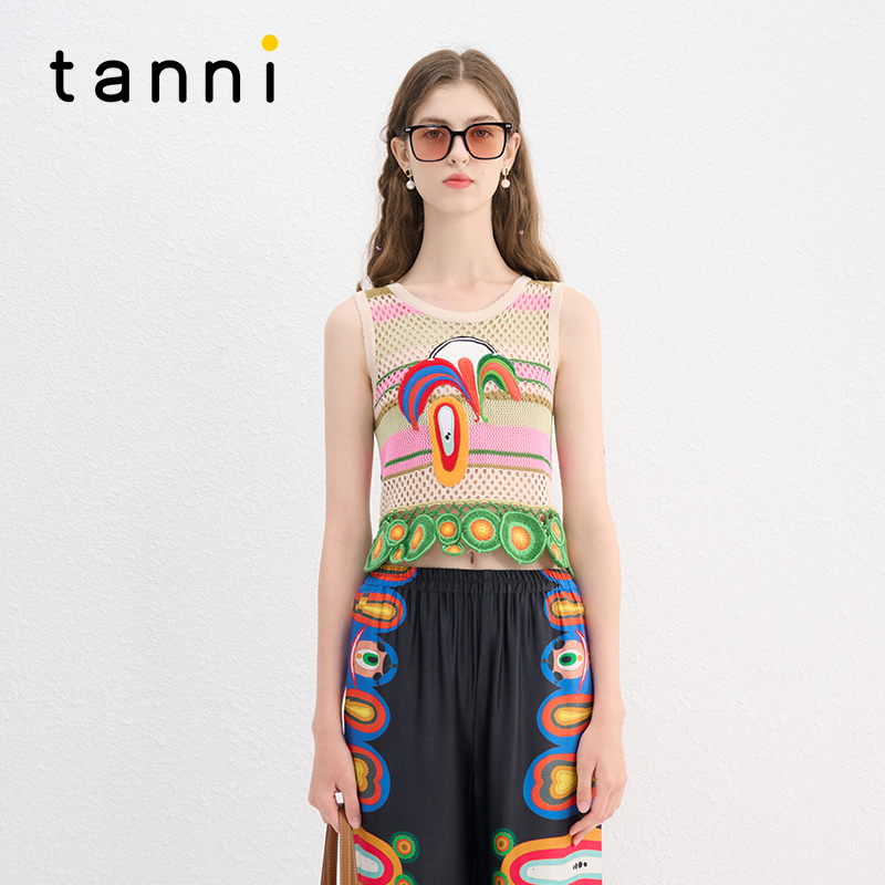 tanni艺术家系列度假风针织背心