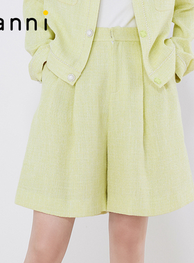 tanni新款宽松显瘦百搭阔腿小香风五分短裤TM11SP015A