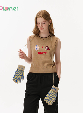 innplanet26春新款大力水手系列无袖针织背心针织上衣PO31KN811A