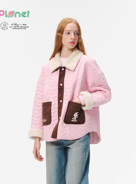 innplanet26春夏新款蓝精灵系列甜美羊羔毛领保暖棉服PO31CJ821A