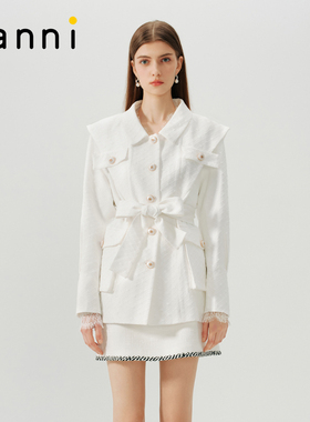 tanni通勤设计师合作气质挺廓显瘦夹克式风衣外套TN11TC801A