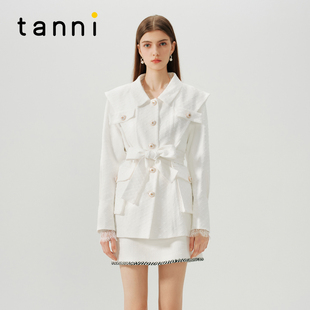 tanni设计师系列气质通勤挺廓系带显瘦夹克式 风衣外套TN11TC801A