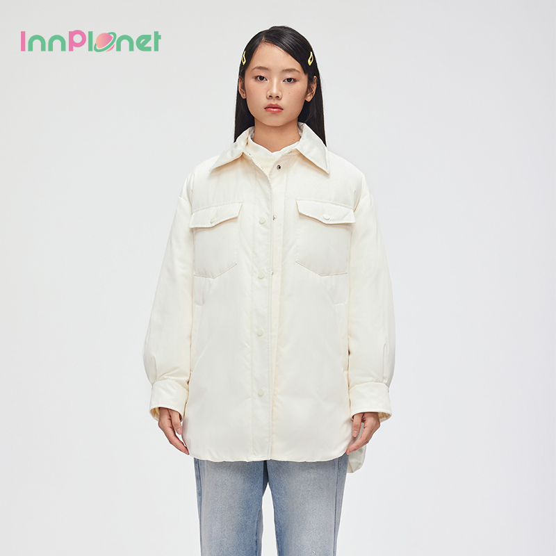 innplanet简约休闲纯色保暖棉服
