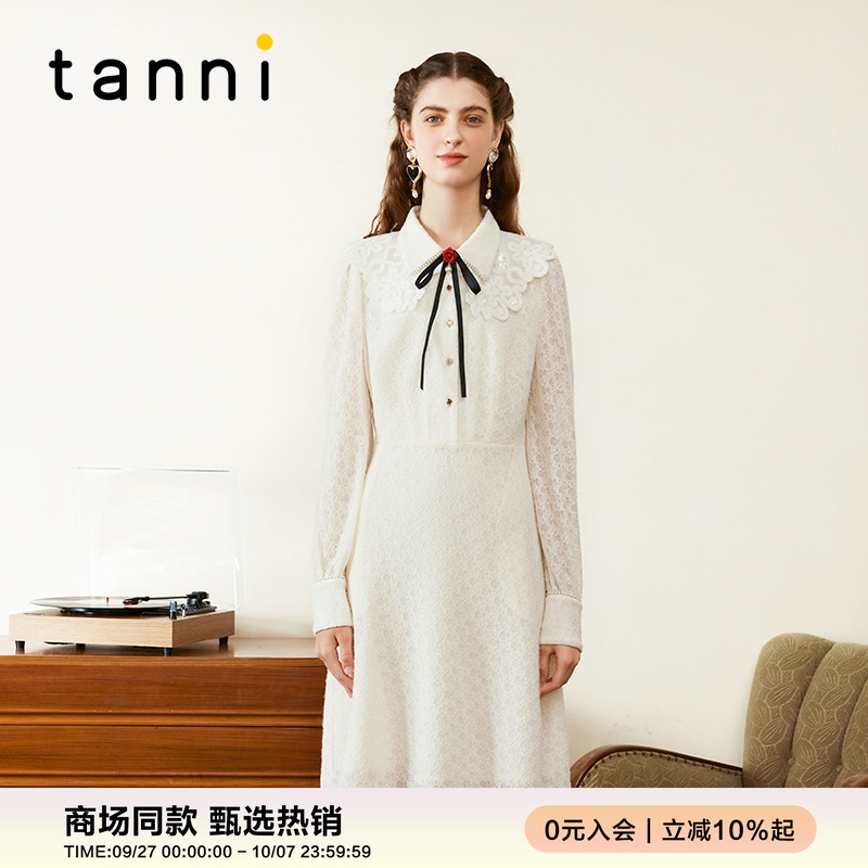 tanni气质复古宫廷镂空连衣裙