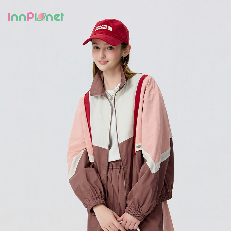 innplanet2026夏新款潮流运动轻户外立领撞色廓形外套PP11OW021A