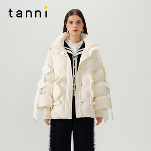 tanni新款 羽绒服女TN31DJ600A 甜美蝴蝶结百搭蓬松面包服短款