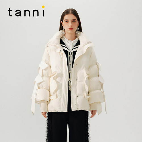 tanni蝴蝶结短款面包服羽绒服