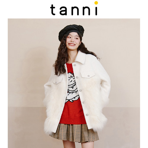 tanni狐狸毛皮草拼接小香风外套