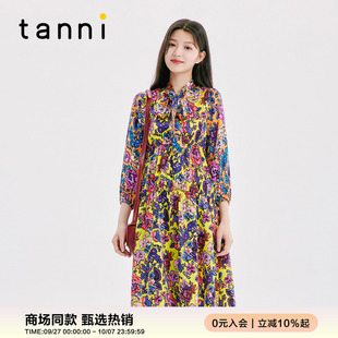 氣質浪漫休閑度假印花連衣裙TL11DR603A tanni新款