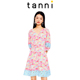 X版 tanni新款 宽松百搭甜美蕾丝V字领灯笼袖 连衣裙TL11DR124B