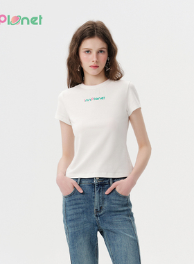 innplanet25夏新款清新简约百搭休闲logo圆领正肩T恤PO11TS018A