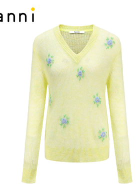 tanni新款百搭清新淑女混纺V领套头针织衫TM11KN052A