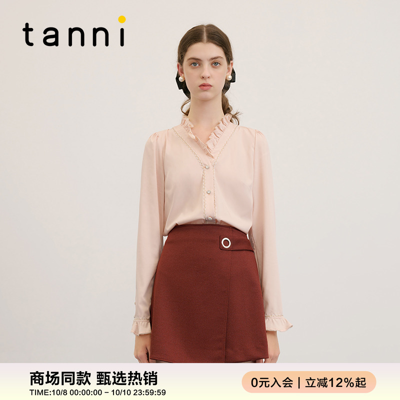 tanni气质荷叶边法式宫廷风衬衫