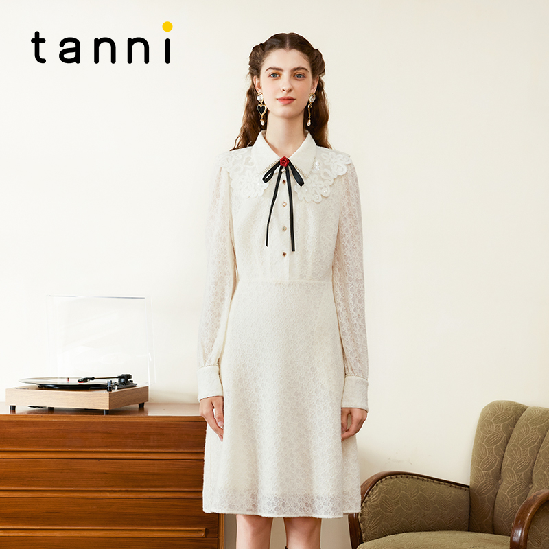 tanni气质复古宫廷镂空连衣裙