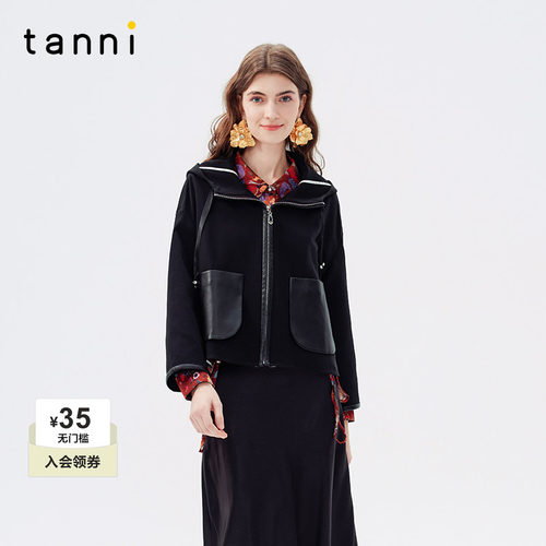 tanni25春新款黑色短款外套