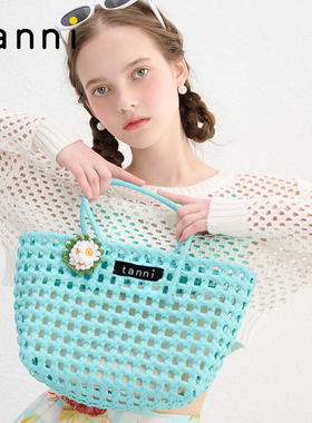 tanni百搭个性镂空多色手提包编织包菜篮子包TN11AC008A