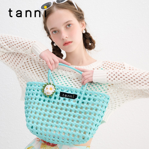 tanni多色手提包编织包菜篮子包