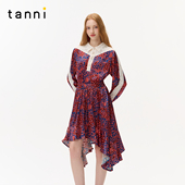 TO31SH023A 半裙套装 tanni2026年春新款 优雅浪漫蕾丝拼接印花衬衫