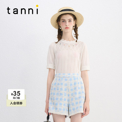 tanni浪漫氛围感泡泡袖针织上衣
