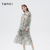 tanni25夏新款 佩斯利印花花苞袖 小翻领衬衣轻薄半身裙TO11SH017A