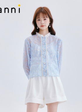 tanni新款感宫廷华丽镂空通勤花边领衬衫TM11SH025B