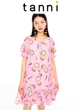 tanni新款小A版领口系带设计感少女减龄连衣裙TL11DR172A